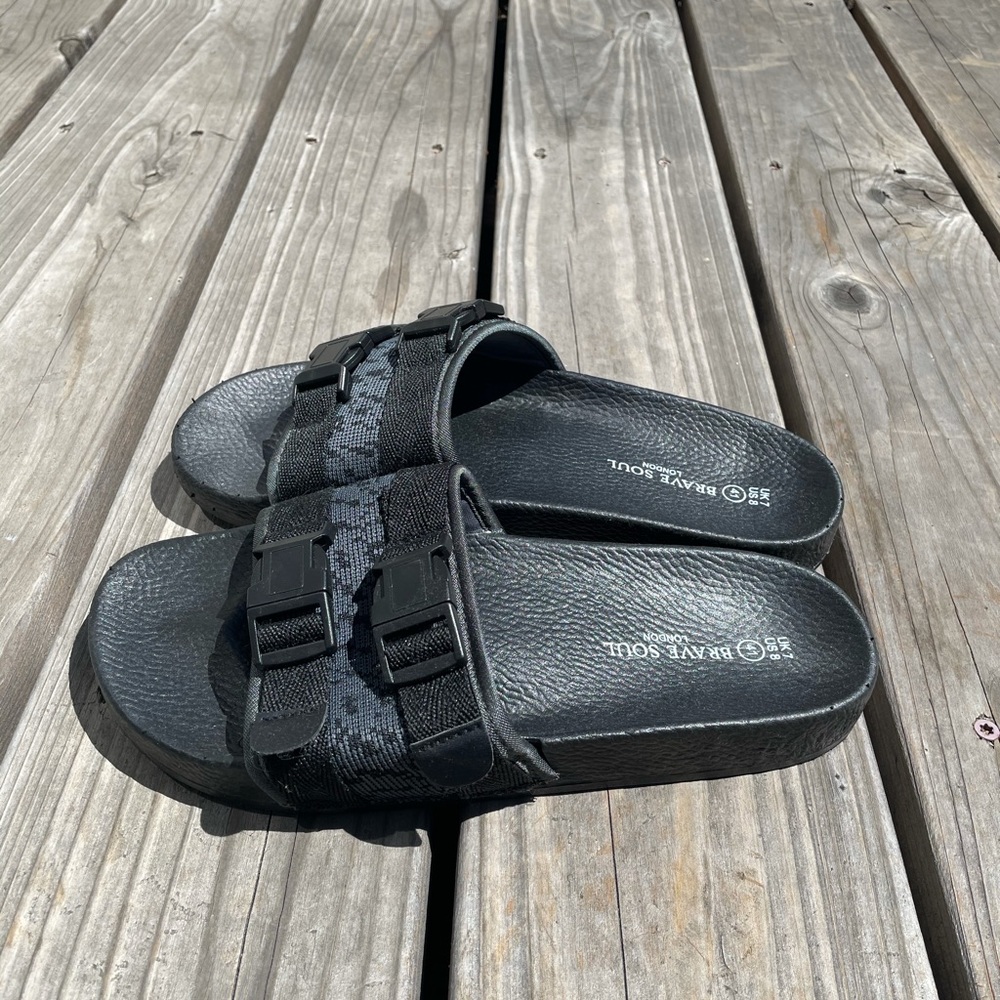 Black Slides With Straps (Not Adjustable) - image 3